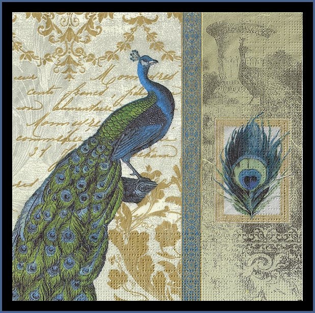 4 Peacock Decoupage Paper Napkins Scrapbooking by stampsandmore