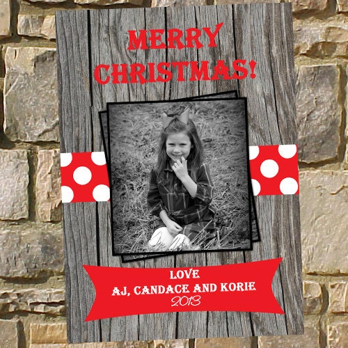 Printable and Customized Holiday Photo Card. Personalized Christmas Card. Rustic Holiday Card. Il_570xn