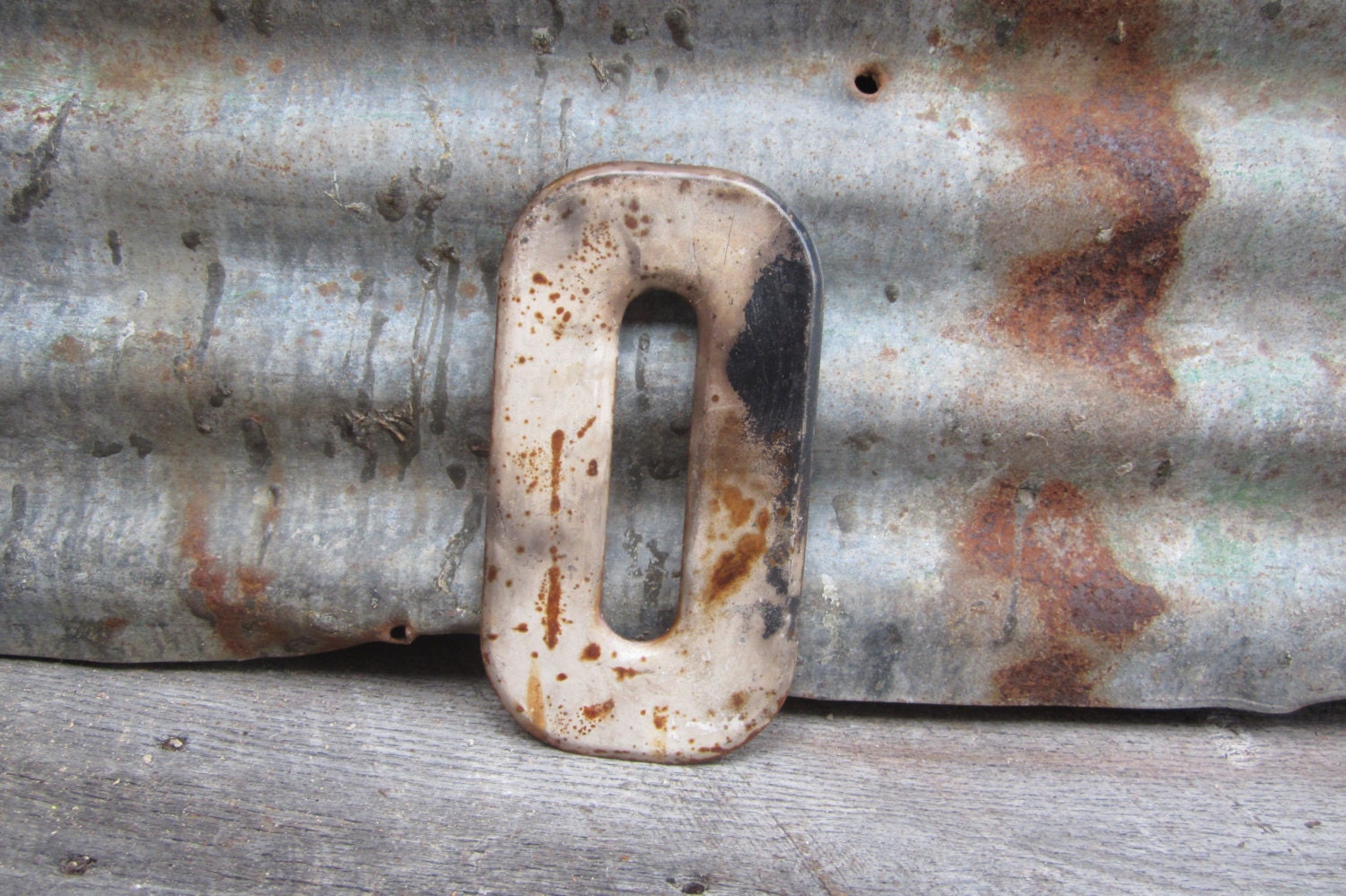 Vintage Metal Chippy Letter O Sign Aged & Rusted Old Marquee Metal Letter Rusty - TheOldTimeJunkShop
