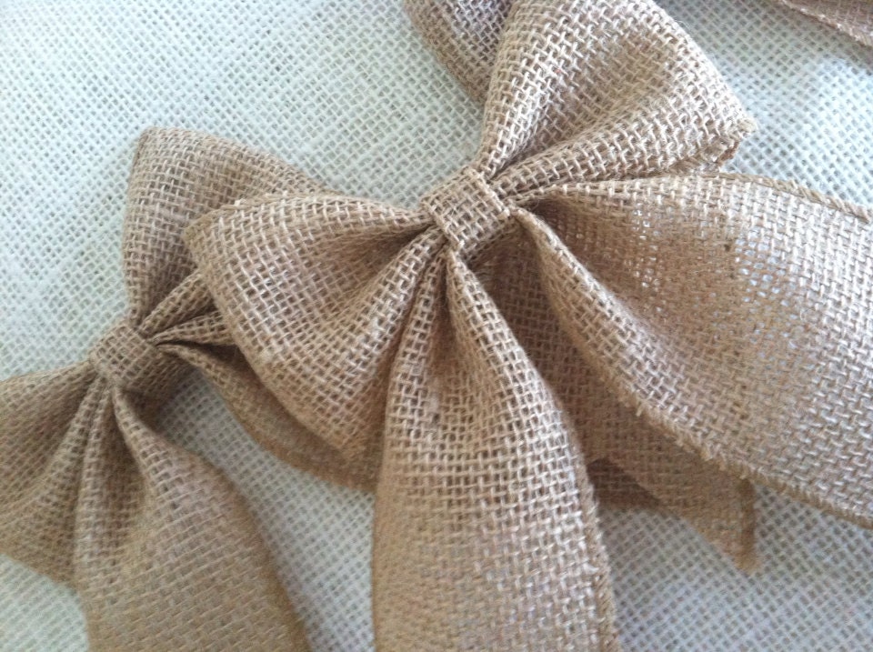Small Burlap Bows for Ornaments, Packages and Decor, Set of Two