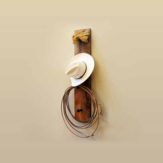 Western hat rackvertical wall hanger with 4 by TumbleweedCabin