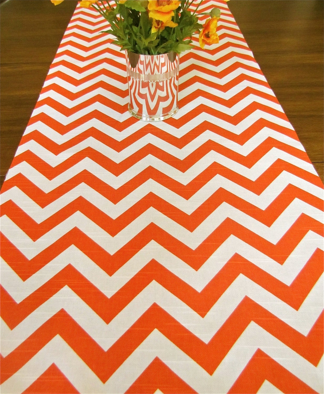 CHEVRON TABLE RUNNER 13x72 Orange Chevron by SayItWithPillows