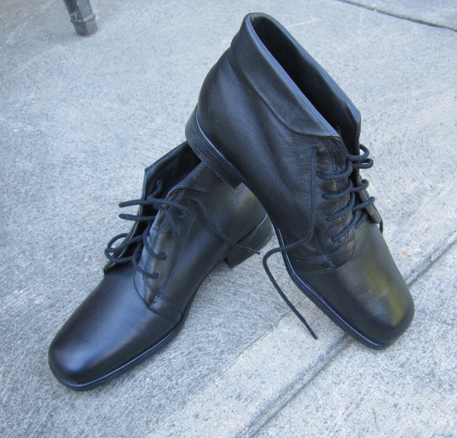 Black Leather Granny Boots 13