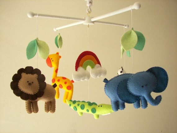 Baby crib mobile safari mobile animal mobile felt by Feltnjoy