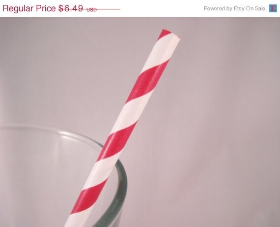 ON SALE 50 Red Stripe Straws - ships less than 24 hours Il_570xn