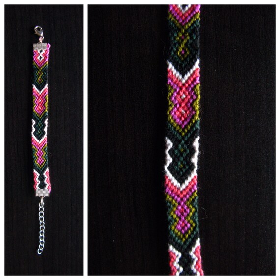 Tribal Pattern Friendship Bracelet with Clasps by MichikoJewelry