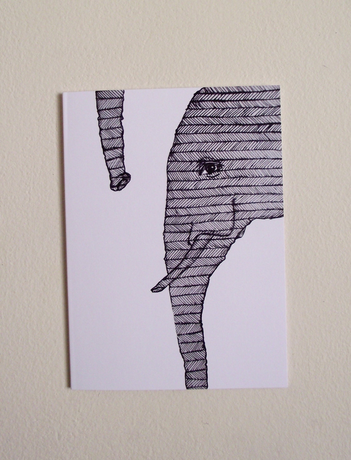 fun elephant LONG TRUNK greeting card A6 ink - xEQUINOX