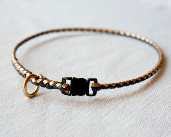 Dog Collar, with buckle, of braided kangaroo leather, custom made just ...