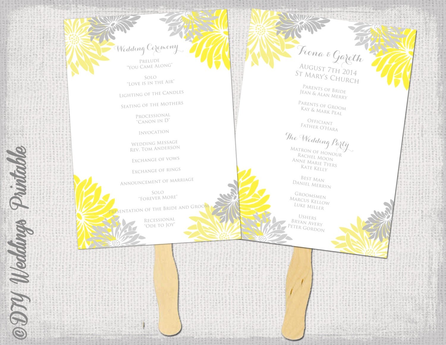 Template For Wedding Program Paddle Fan