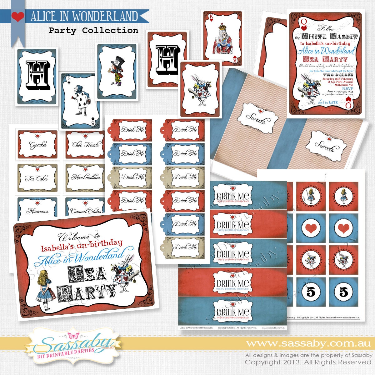 Alice in Wonderland Party Collection - Girls Birthday Party - DIY PRINTABLE FILES by Sassaby Il_570xn