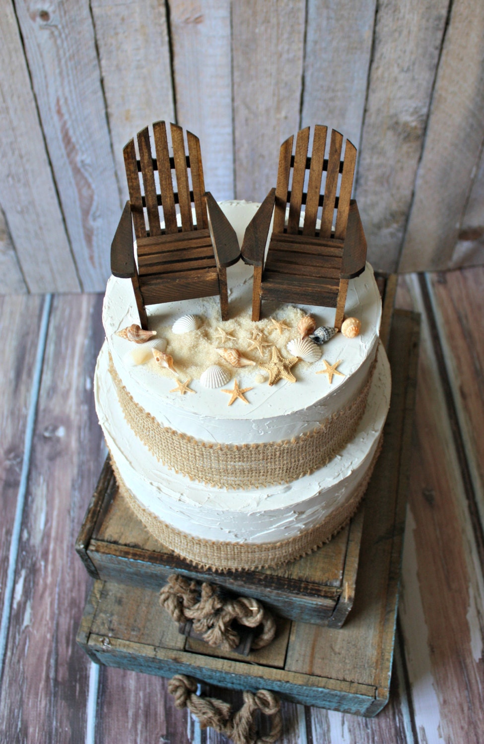 beach wedding chairs-miniature Adirondack chairs-wedding cake topper