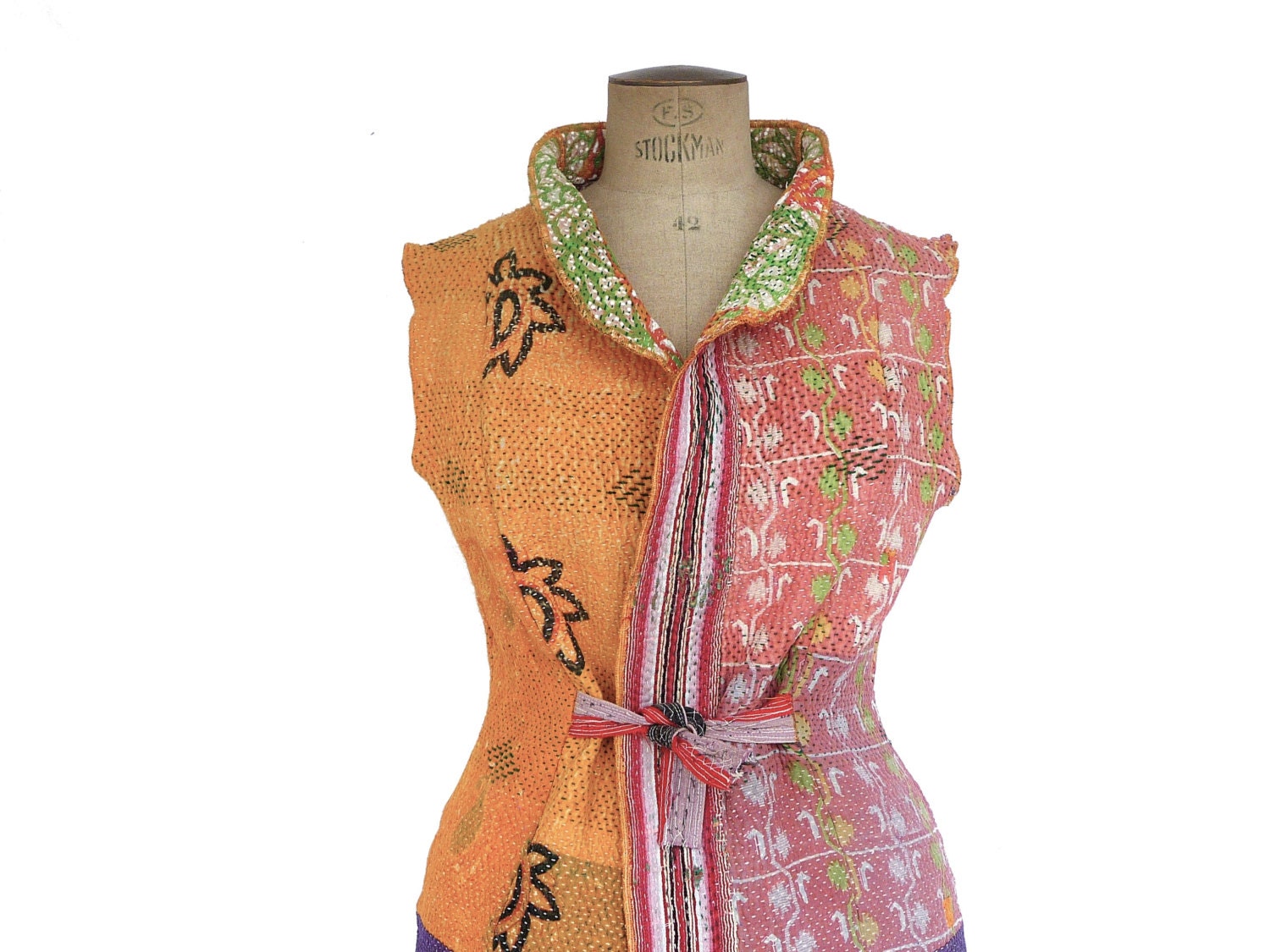 kantha quilt vest reversible kantha vest by fairlyworn on Etsy