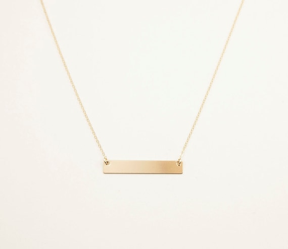 Gold Bar Necklace / Engraved Gold Plate Necklace by LayeredAndLong