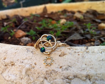 Baha'i Ring with nine pointed s tar and 2 Opals plus gift! ...