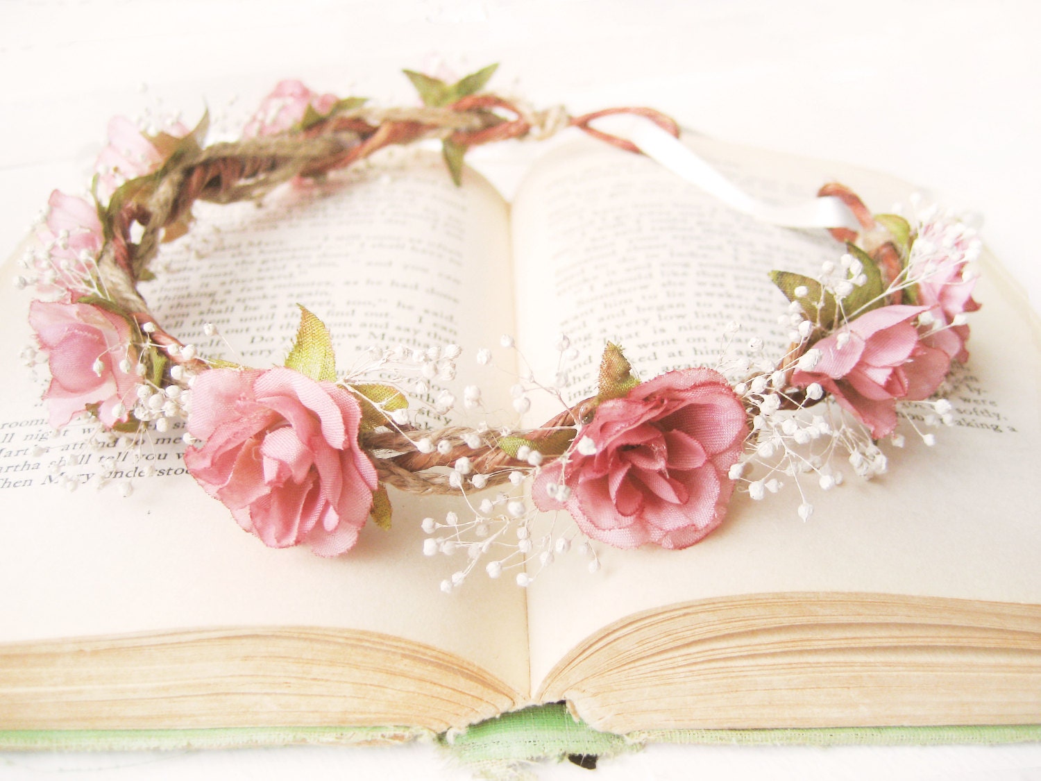 crowns new Baby's NoonOnTheMoon Pink Bridal  by Roses look Flower Crown Headpiece flower