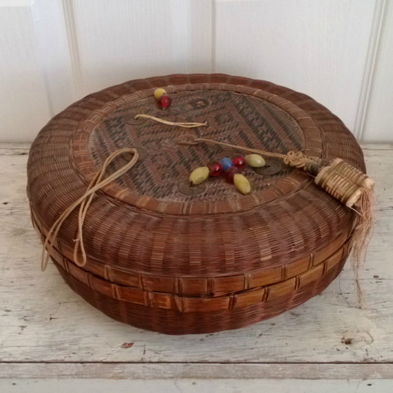 Large Antique Victorian Chinese Sewing Basket 1920s By Imsovintage