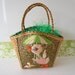 Vintage 1950 Easter Basket Straw Tote Bag Duck Umbrella Childs Spring Tote