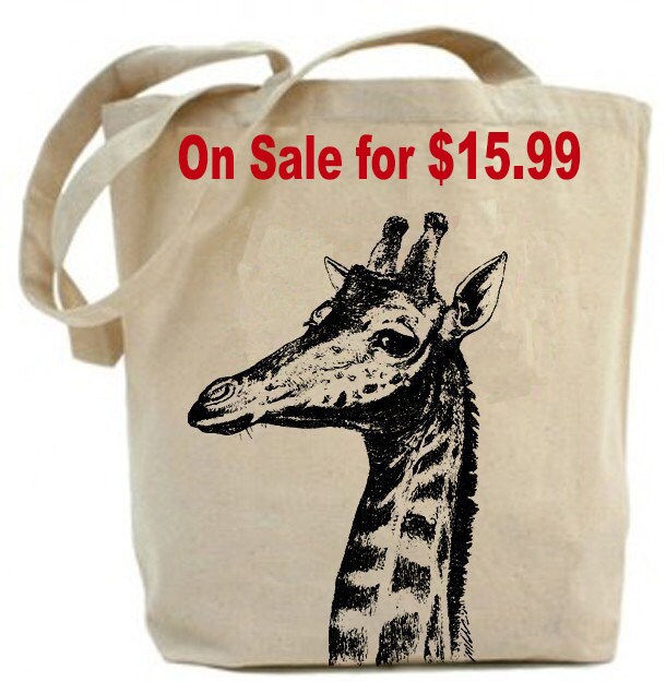 Recycled Tote- Giraffe tote bag - Canvas tote bag