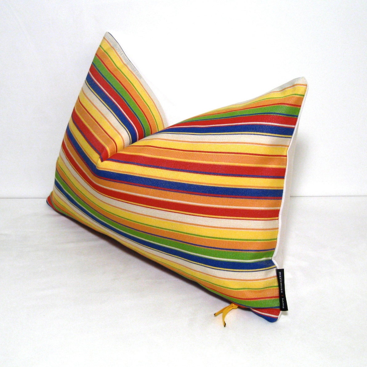 Colorful Pillow Cover Decorative Yellow Striped Red by Mazizmuse