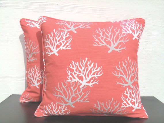 coral throw pillows living room