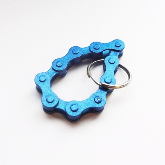 Blue chain keychain upcycled bicycle keychain by CheekyGeeky