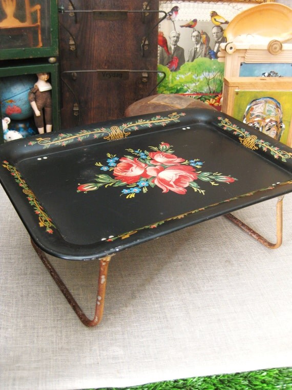 Vintage Metal Bed Tray Cottage Life by wilshepherd on Etsy
