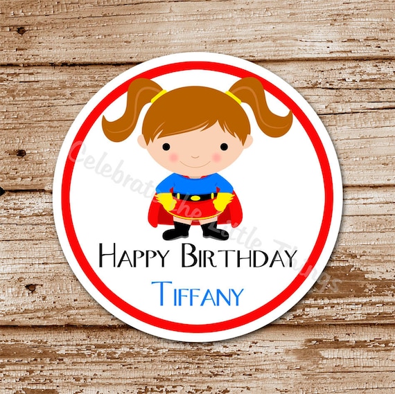 Set of 12 / Super Hero Stickers, Labels or Tags / Personalized / Girl / Choose Your Favorite Super Hero Il_570xn