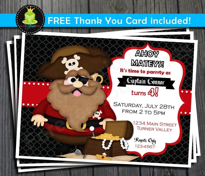Pirate Party Invitation - FREE Thank You Card included Il_570xn