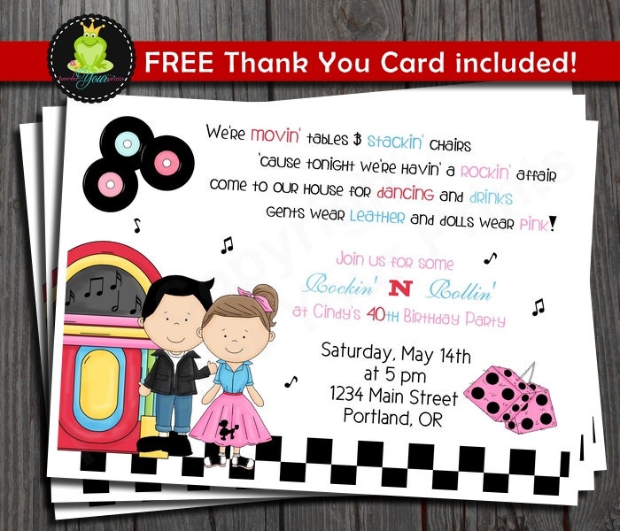 Sock Hop Birthday Invitation - 50's theme Birthday Il_570xn