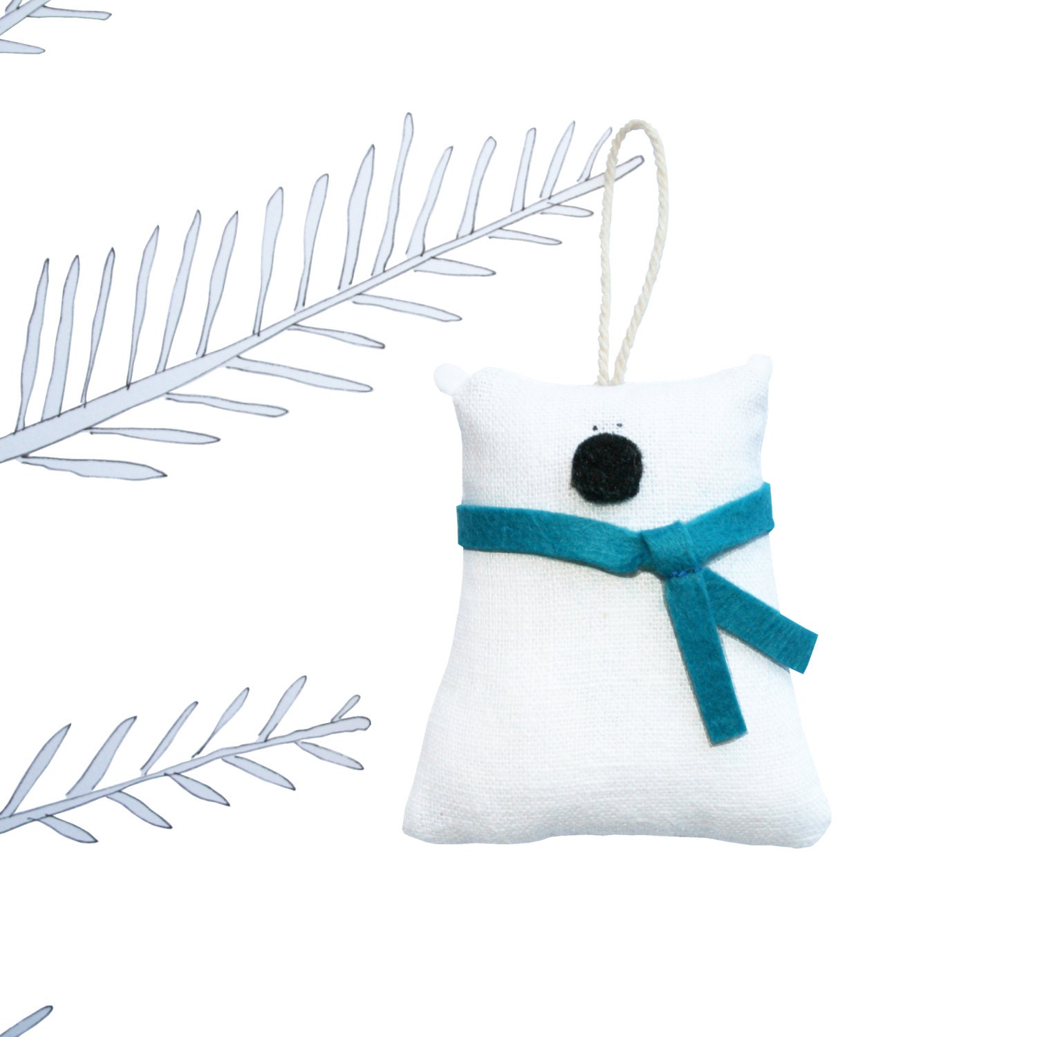 Adorable Polar Bear Christmas Tree Decoration, Polar Bear Ornament, Christmas Tree Ornament, Cute Polar Bear, Winter, White, Blue Scarf,