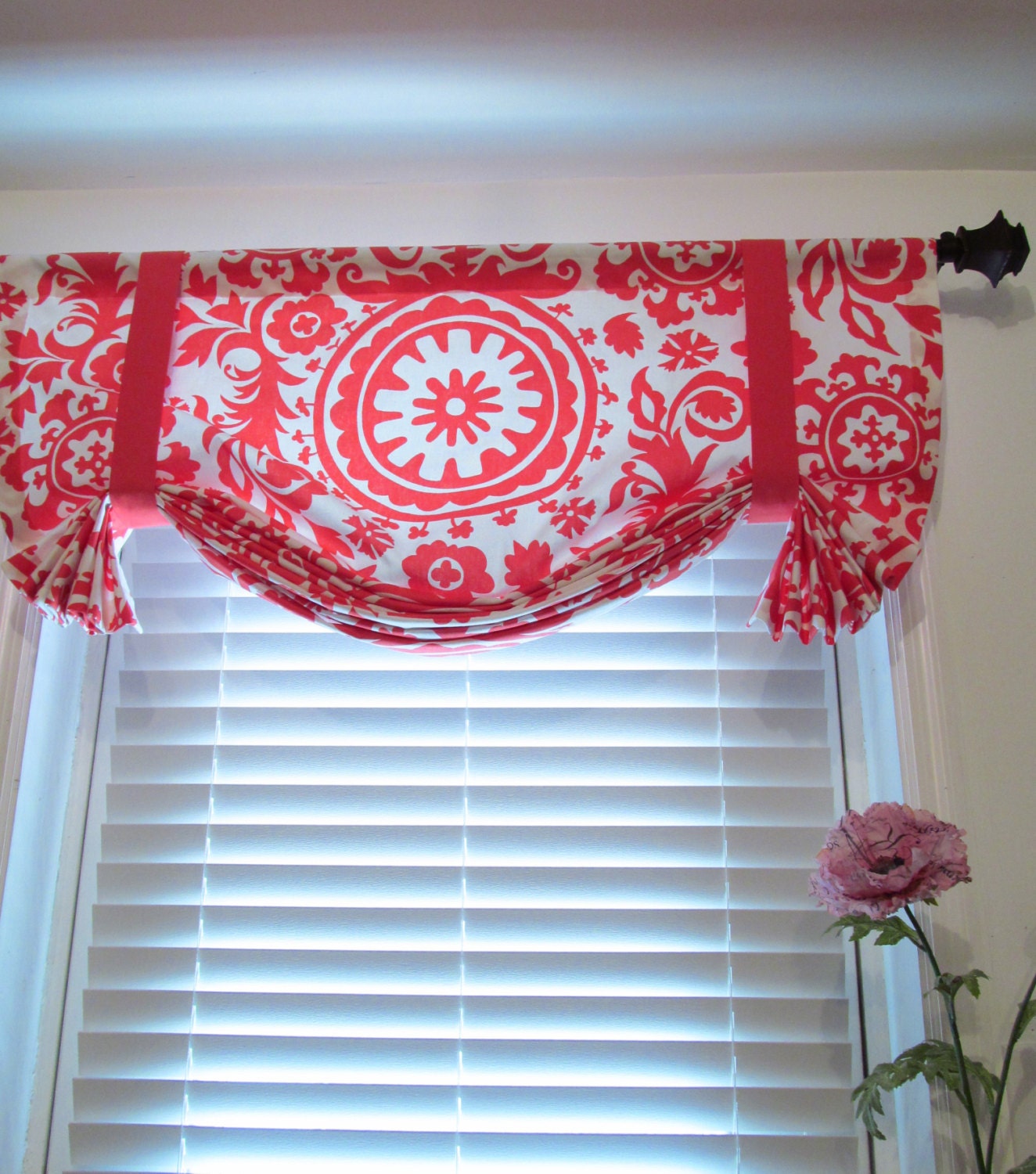 Made to Order Suzani Coral White Tie Up by supplierofdreams