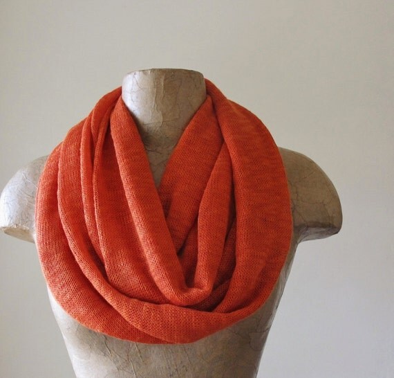 DARK ORANGE Infinity Scarf Sweater Scarf Knit Tube by EcoShag