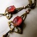Pink Fire Opal Earrings Art Nouveau Earrings Filigree Swarovski Crystal Earrings- Blush