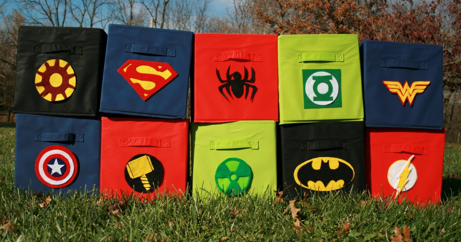 superhero toy bin