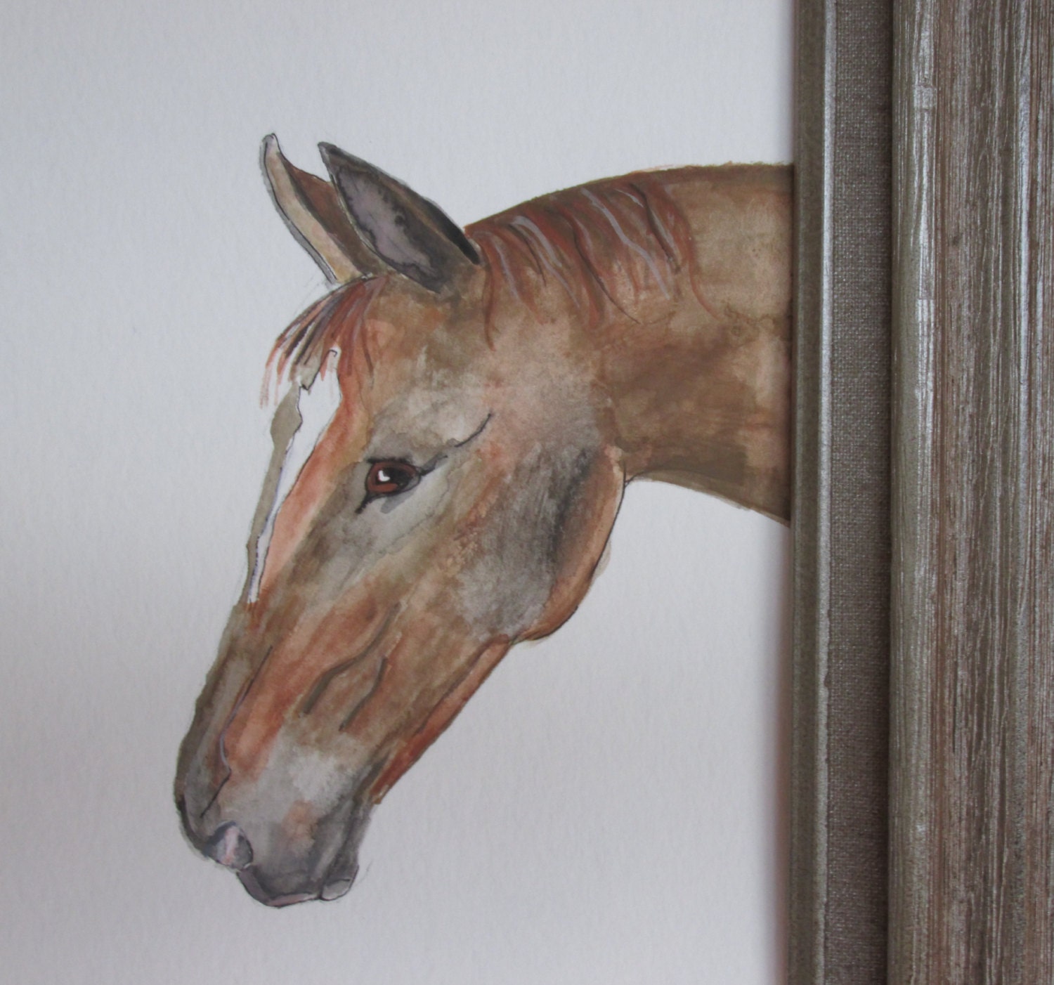 Original Watercolor Chestnut Horse 6x9 - Putterpaws
