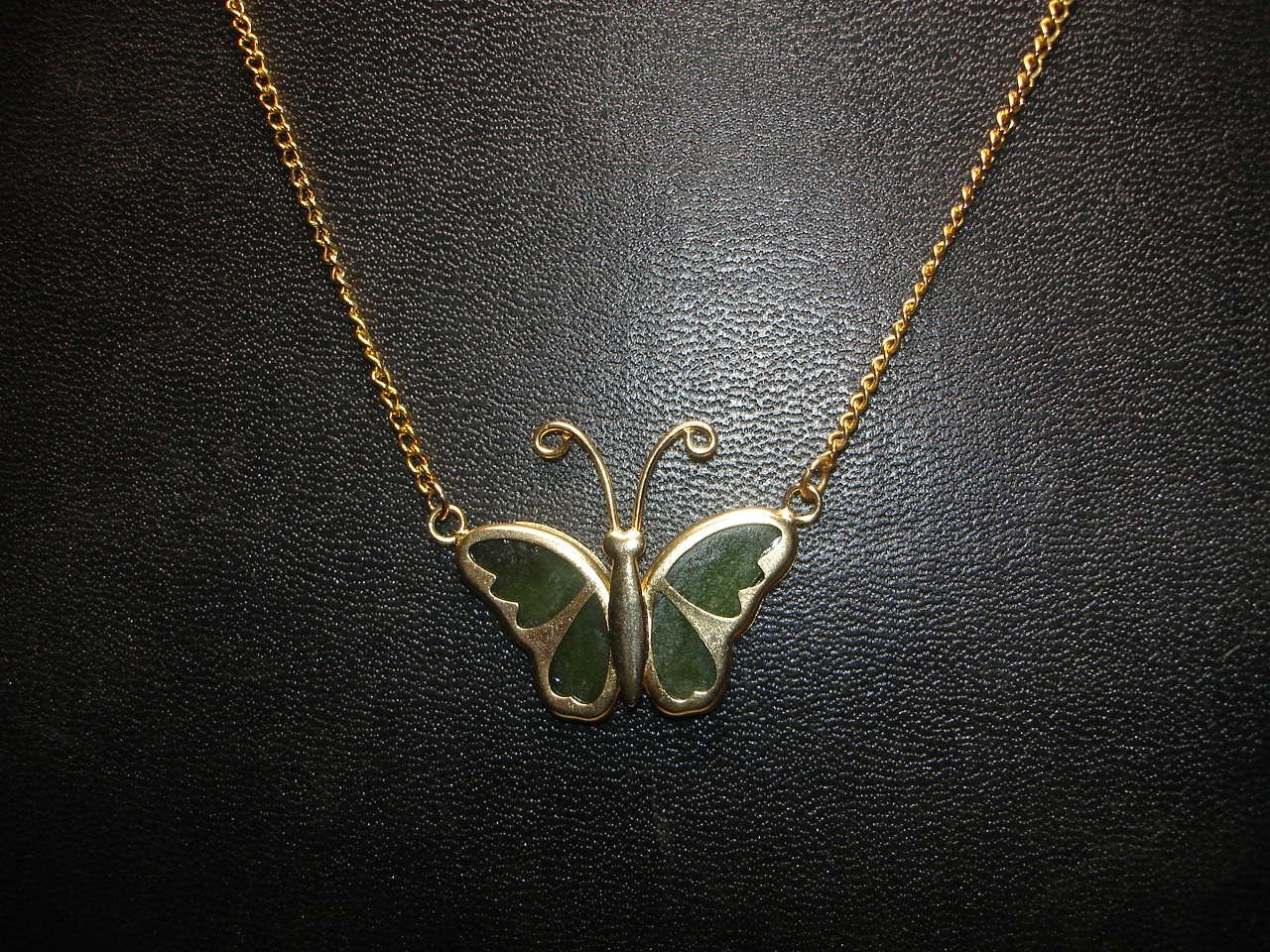 Vintage Hanging Butterfly Gold Tone Necklace
