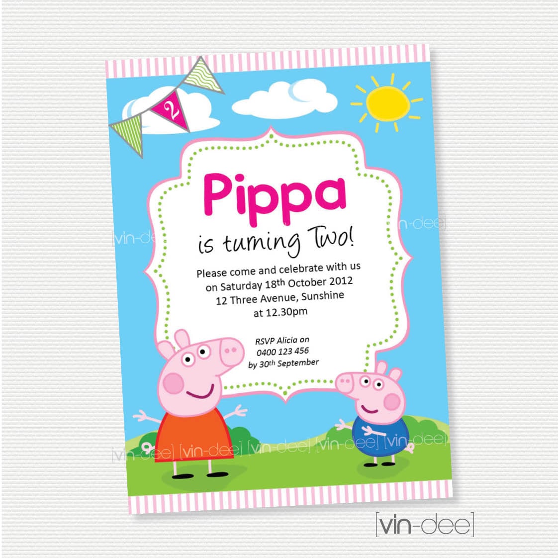 Peppa Pig Birthday Invitation DIY Printable by vindee on Etsy