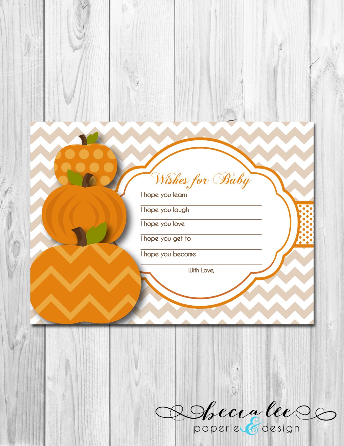 INSTANT DOWNLOAD - Well Wishes for Baby - Little Pumpkin Theme - DIY - Printable Il_570xn