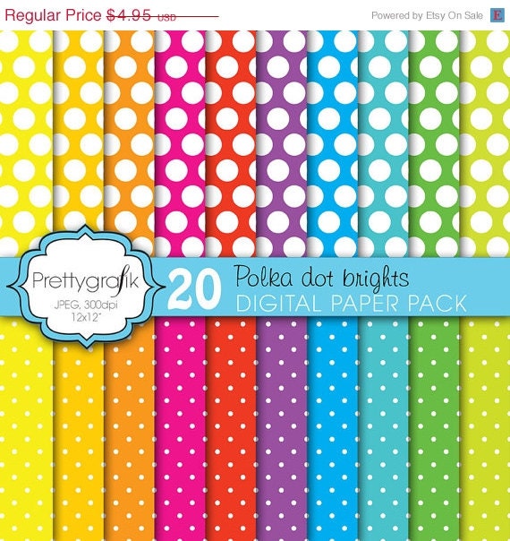 70% OFF SALE polka dot brights digital paper, commercial use, scrapbook papers, background - PS610 Il_570xn