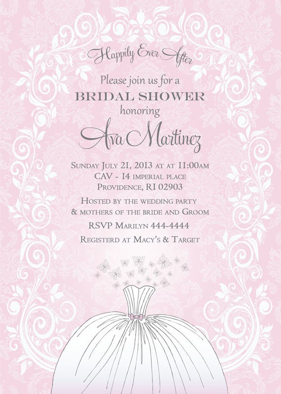 Wedding Dress and Butterflies Bridal Shower Invitation - Printable Il_570xn