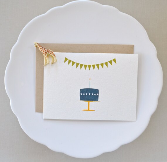 Items similar to Birthday cake, candle and bunting blank ...