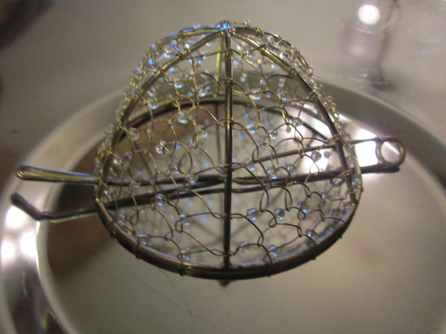 Vintage Beaded and Metal Hair Bun by BigFishinaLittleBowl on Etsy