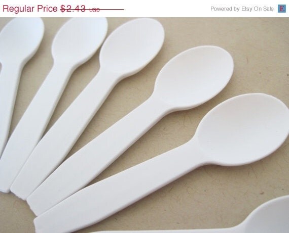 ON SALE 25 White Mini Plastic Taster Spoon - perfect for Ice Cream Il_570xn