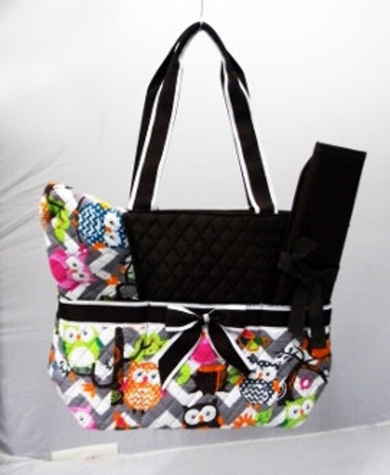 Quilted owl diaper bag
