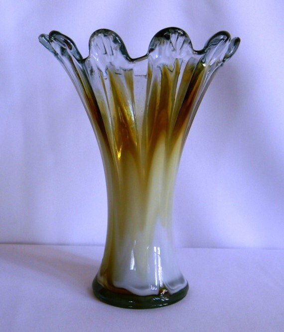 Vintage Hand Blown Art Glass Stretch Vase In by TheWanderingBear
