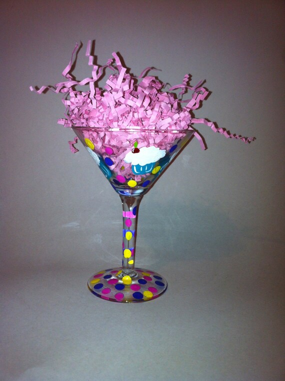 Cupcake Martini Glass by TheTaintedGlass on Etsy