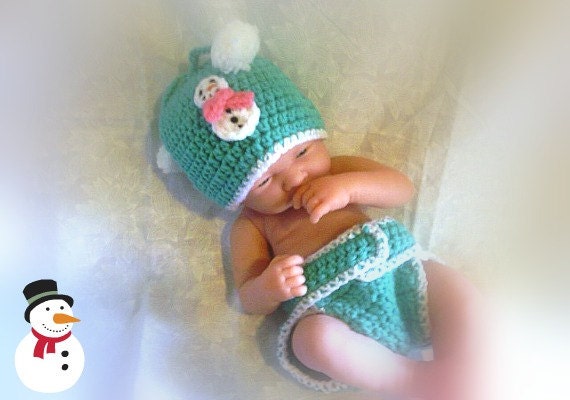 Snowman newborn crochet set photo prop crochet photography, Free Shipping,great gift idea,baby shower gift - Countrycutecrochet