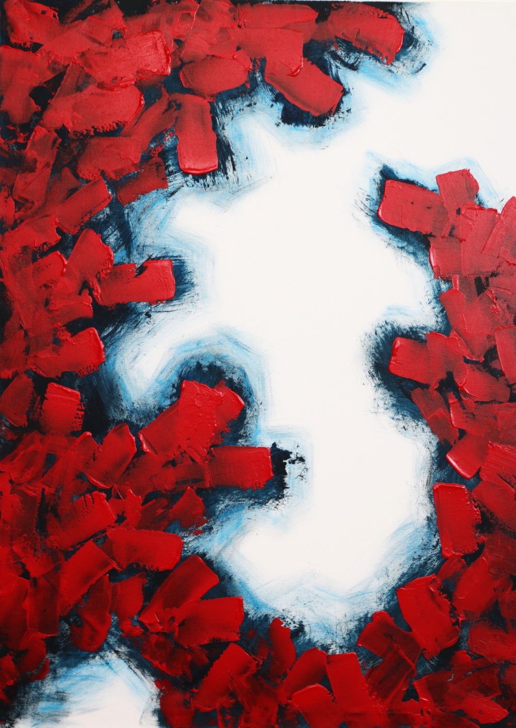 Abstract Large Original Acrylic Painting Red Black by XiaGallery