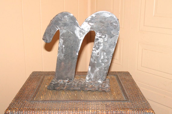 Vintage Letter N - Metal Industrial Letters - Large Letter - Upcycled Recycled Repurposed