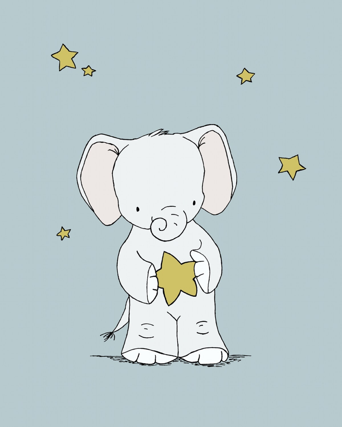 Elephant Nursery Art Elephant Holds A Star by SweetMelodyDesigns